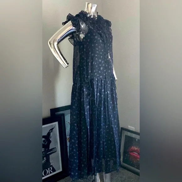 Coach Rose Print Sheer Pleated Dress - Picture 2 of 7